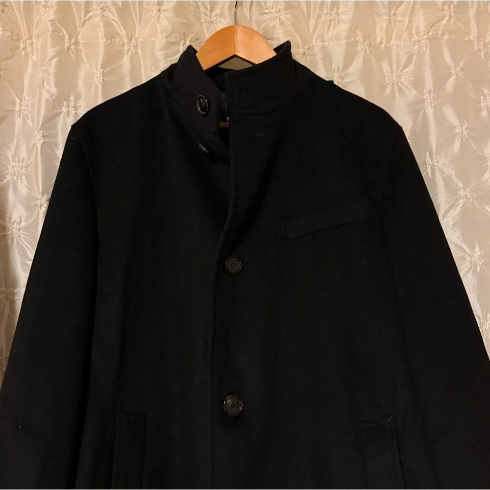 Hugo Boss Black Wool Cashmere Blend Over Coat  Shanty1 Slim Fit Classic Jacket
